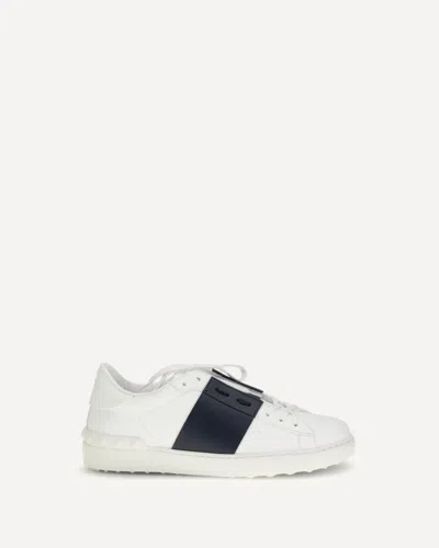 Valentino Garavani Open Leather Sneakers With Contrast Band And Stud Details Shoes In White