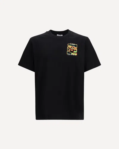 Casablanca Black Crewneck T-shirt With Logo Detail On The Front And Maxi Logo On The Rear In Cotton Man