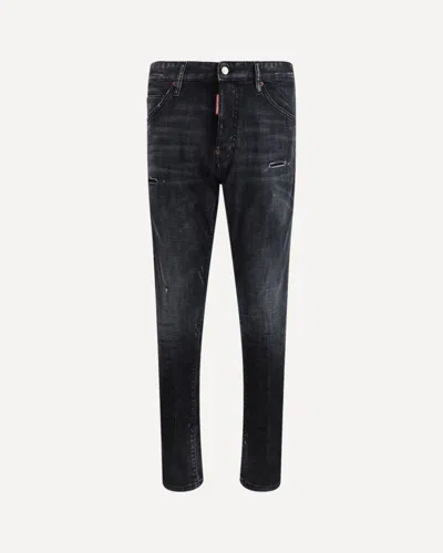 Dsquared2 Stretch Denim Sexy Twist Jeans With Paint Effect Details 17c In Black