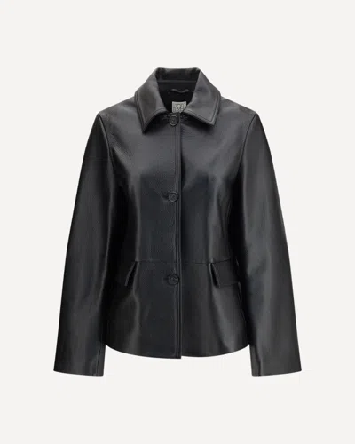 Totême Paneled Textured-leather Jacket In Black