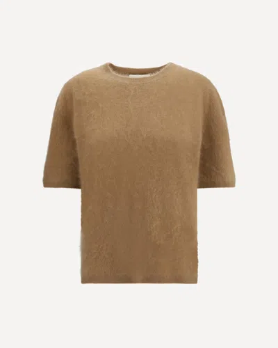 Lisa Yang Maren Short Sleeve Sweater In Toffee In Brown
