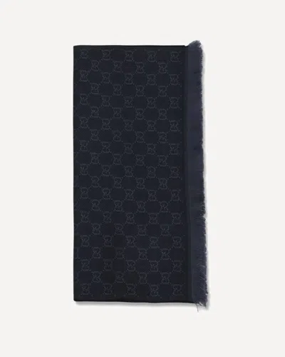 Gucci Women Gg Supreme Embroidered Wool Scarf In Black