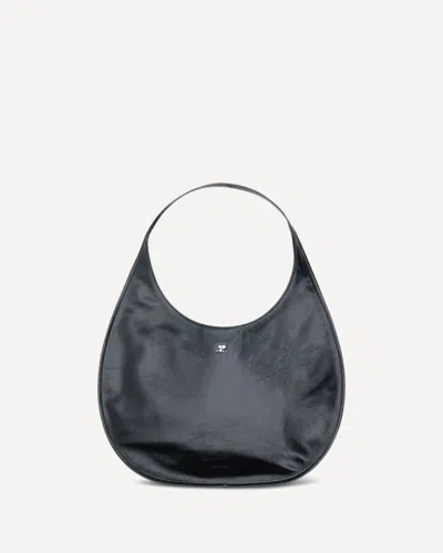 Courrèges Black Calf Leather Bos Taurus Shoulder Bag In Black