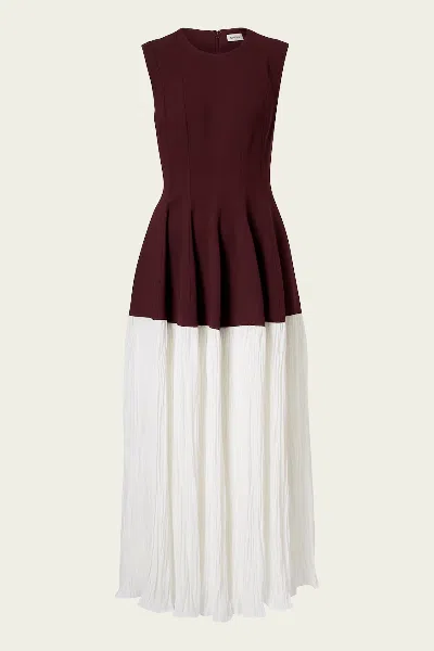 Simkhai Raleigh Pleated Midi Dress In Mahogany Multi In Red