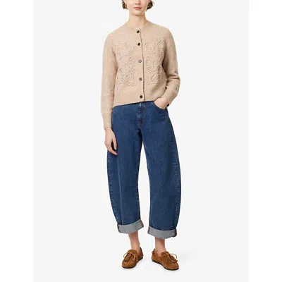 Frame The Bubble Blue Jeans With Structured Leg And Turn-up Hem In Denim Woman In Blue
