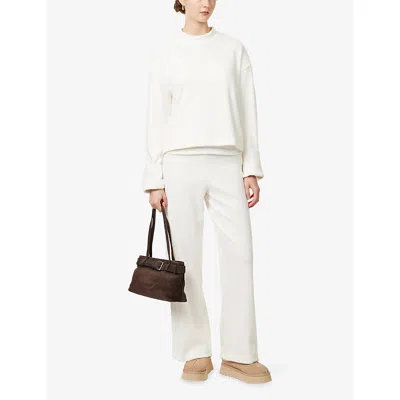 4th & Reckless Womens Ecru Mahlin Fold-over Waist Knitted Trousers In White