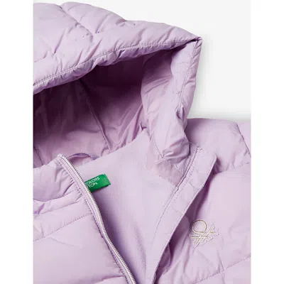 Benetton Pale Pink Hooded Quilted Shell Jacket 6 In Pink