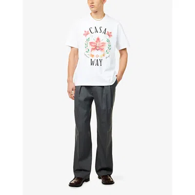 Casablanca Casa Way Orchid Organic Cotton T Shirt In White