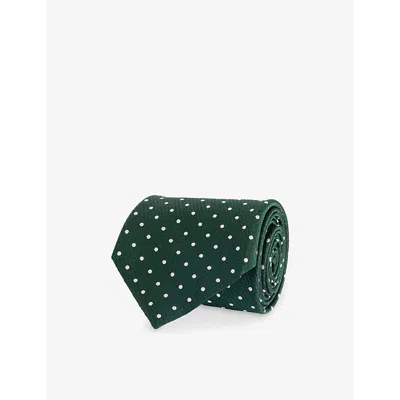 Tom Ford Mens Forest Polka-dot Silk-twill Tie In Green