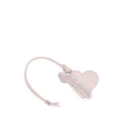 Ganni Heart Embellished Keyring In Pink