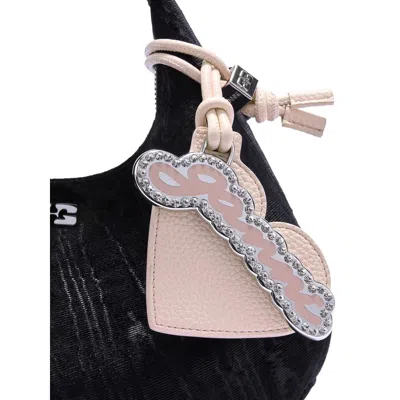 Ganni Heart Embellished Keyring In Pink