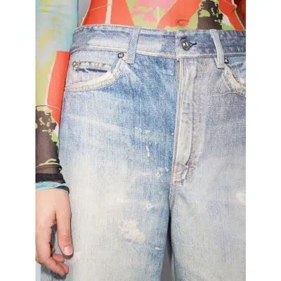 Our Legacy High Waist Boyfriend Jeans With Distressed Finish In Blue