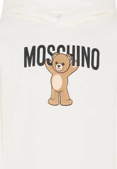 Moschino Ivory Sweatshirt For Kids With Logo In White