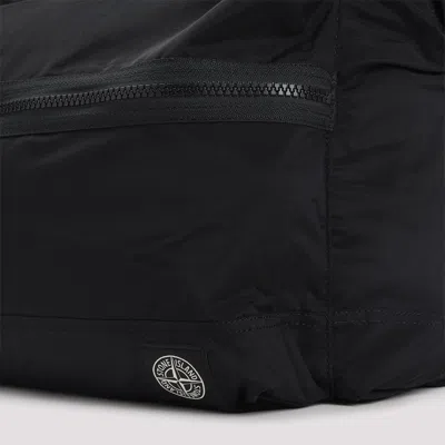 Stone Island Backpack Adjustable Straps Front Zip Pocket Top Handle In Black