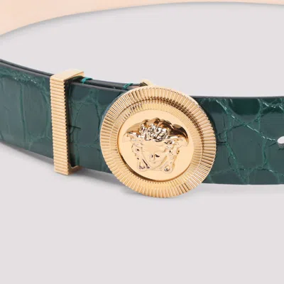 Versace Medusa-motif Leather Belt In Green