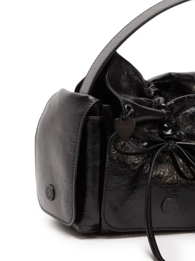Acne Studios Women Mircro Multipocket Grained Leather Shoulder Bag In Black
