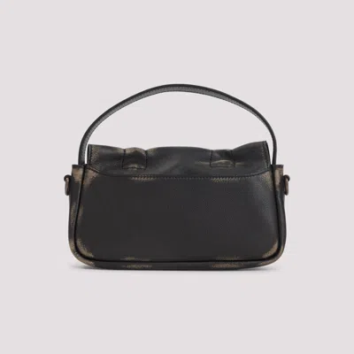 Acne Studios Aip Darl Brown Grained Leather Multipocket Micro Vintage Bag In Black