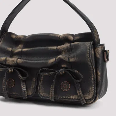 Acne Studios Aip Darl Brown Grained Leather Multipocket Micro Vintage Bag In Black