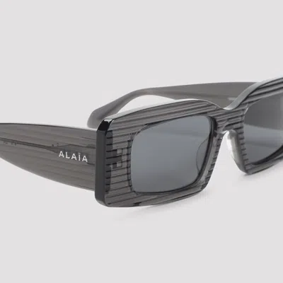 Alaïa Rectangular Frame Sunglasses Striped Pattern In Gray