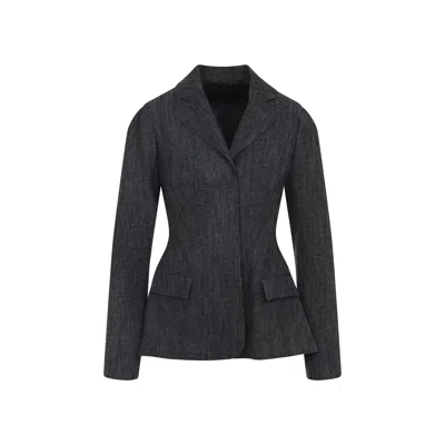 Alberta Ferretti Tailored Jacket With Flap Pockets And Lapel In Gray
