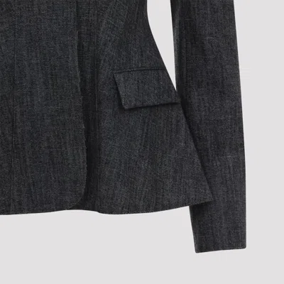 Alberta Ferretti Tailored Jacket With Flap Pockets And Lapel In Gray