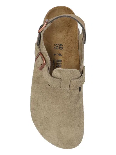 Birkenstock Closed-toe Sandals With Adjustable Strap And Cork Footbed In Gray