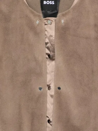 Hugo Boss Boss Bomber Jacket With Removable Panel In Brown