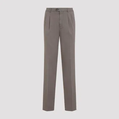 Brunello Cucinelli Pleated Front Trousers Straight Leg Design In Blue
