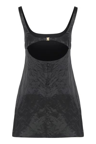 Chloé Mini Dress Without Sleeves In Washed Technical Satin In Black