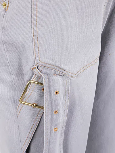 Darkpark "lisa" Belt Adorned Loose Fit Denim In Blue