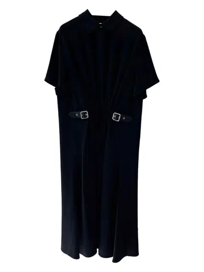 Loewe Belted Buckle Midi Dress In Black