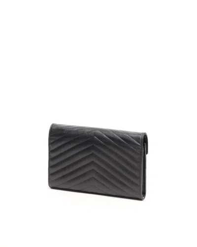Saint Laurent Cassandre Chain Wallet Shoulder Bag In Black