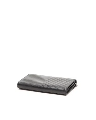 Saint Laurent Cassandre Chain Wallet Shoulder Bag In Black