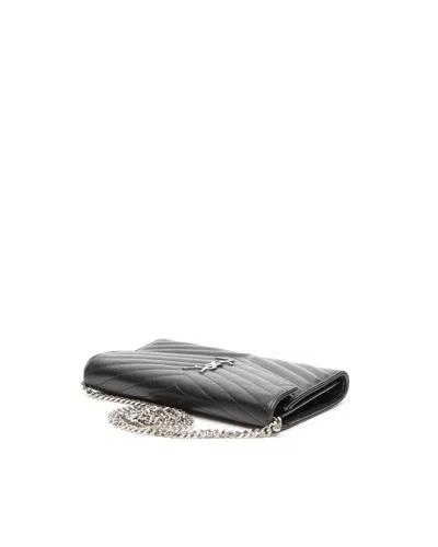 Saint Laurent Cassandre Chain Wallet Shoulder Bag In Black