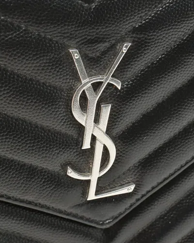 Saint Laurent Cassandre Chain Wallet Shoulder Bag In Black