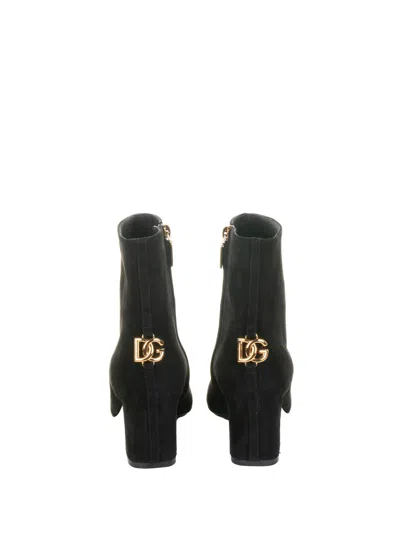 Dolce & Gabbana Suede Leather Ankle Boots In Black