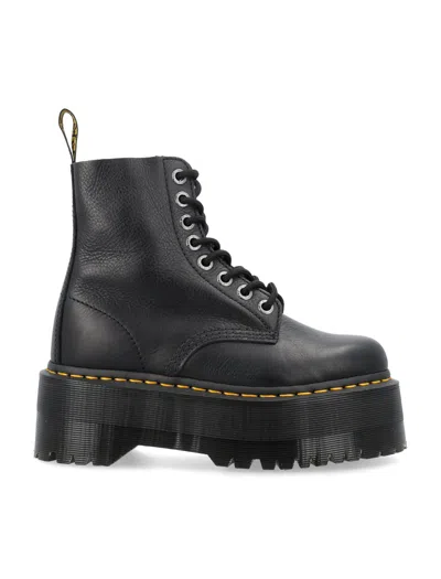 Dr. Martens 1460 Pascal Max Combat Boots In Black Leather In Multi
