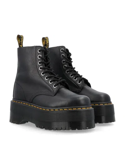 Dr. Martens 1460 Pascal Max Combat Boots In Black Leather In Multi