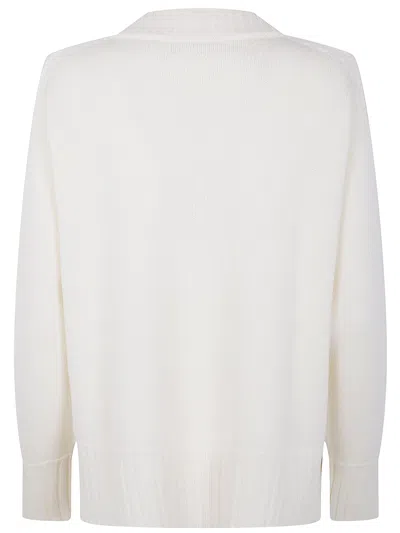 Drumohr Long Sleeve V Neck Sweat In White