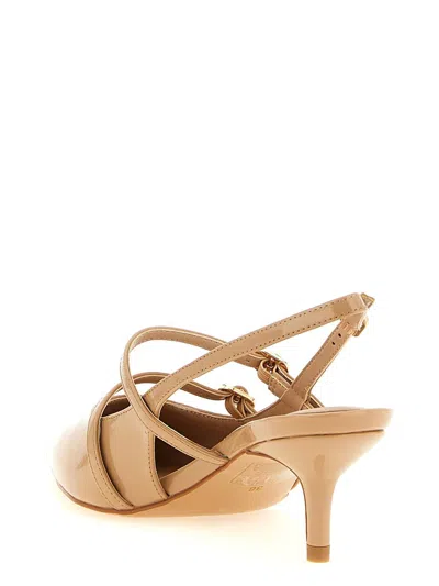 Twinset Patent Leather Slingback In Gold