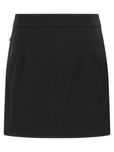 Elisabetta Franchi Asymmetric Mini Skirt Featuring Jewel Buttons In Black