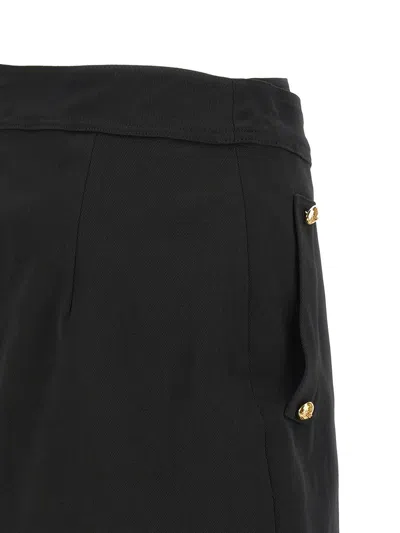 Elisabetta Franchi Asymmetric Mini Skirt Featuring Jewel Buttons In Black
