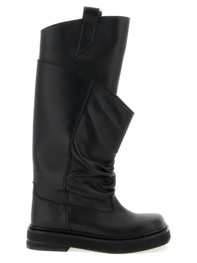 Attico Passeggiata Black Boots With Heel-tab And Rubber Sole In Leather Woman In Black