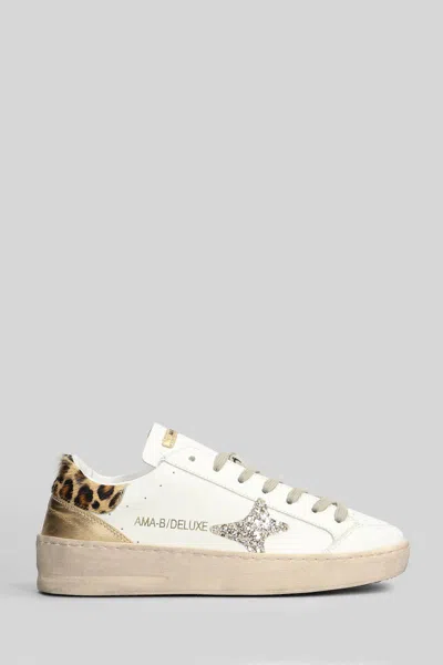 Ama Brand Star-embellishment Leopard Sneakers In White