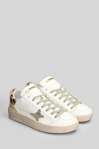 Ama Brand Star-embellishment Leopard Sneakers In White