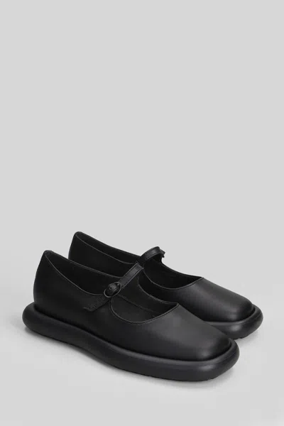 Camper Onda Leather Buckled Flat Pumps In Black