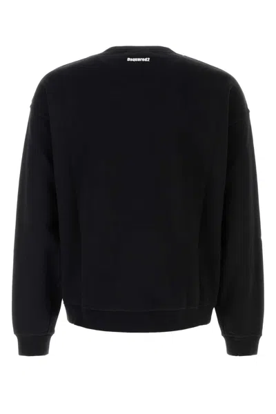 Dsquared2 Cotton Sweatshirt Featuring Printed Detail In Black