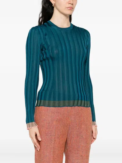 Etro Textured Knit Pullover In Blue