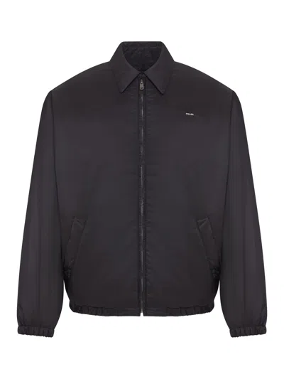Prada Technical Fabric Blouson Jacket In Blue