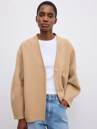 House Of Dagmar Long Wool Cardigan |  | Camel | Size S | 100% Merino Wool In Brown